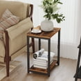 thumbnail image 2 of LEDREM Industrial 2-Pack Accent End Tables, Sturdy Steel Frame & Particleboard, Easy assembly, Adjustable Feet Slim Side Table, Brown & Black, 2 of 7