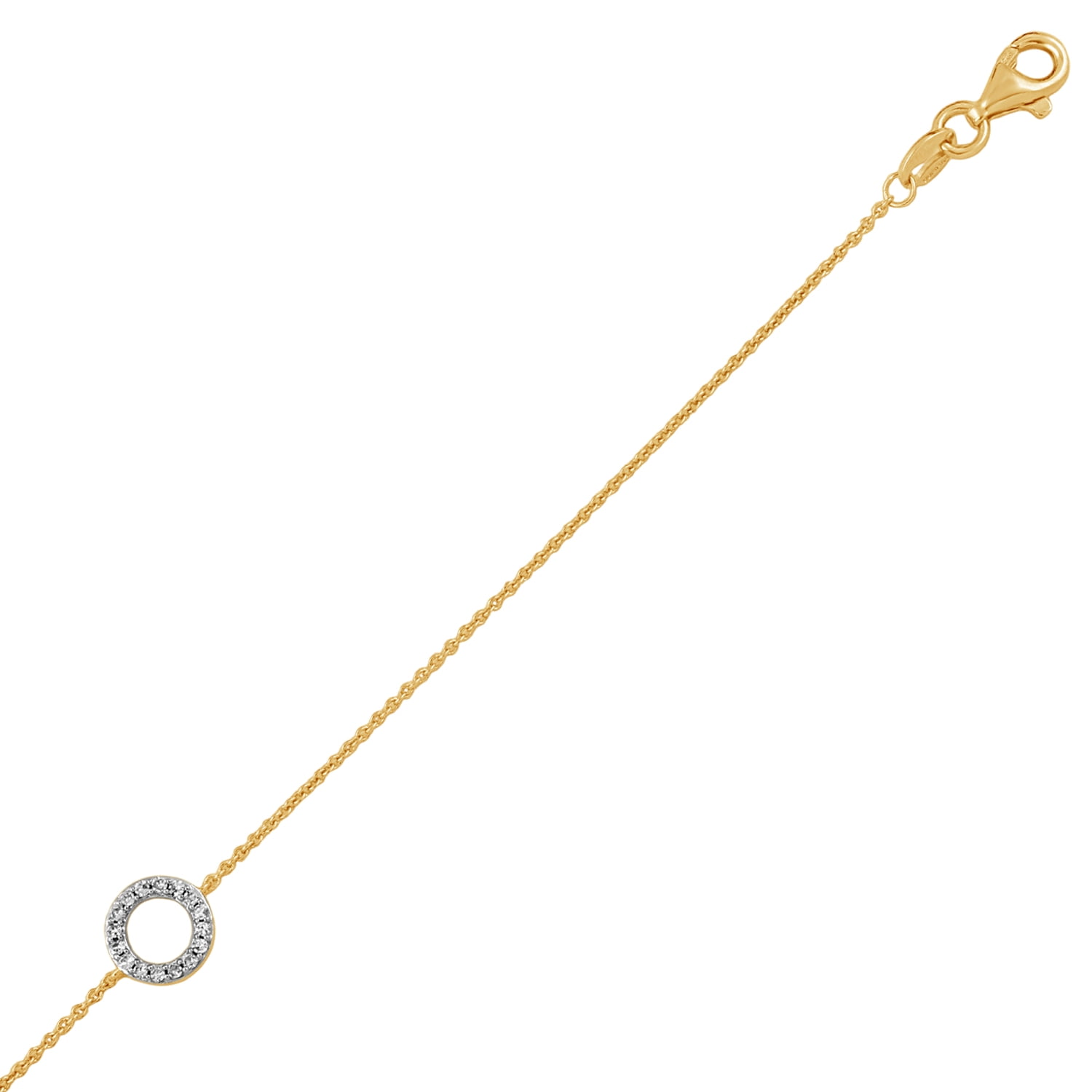 Brilliance Fine Jewelry Lab-Grown Diamond Halo Circle Bracelet in Yellow Gold-Plated Silver