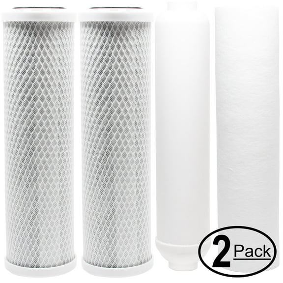 2-Pack Replacement for Filter Kit for Topway Global (TGI) TGI-545P RO System - Includes Carbon Block Filters, PP Sediment Filter & Inline Filter Cartridge - Denali Pure Brand