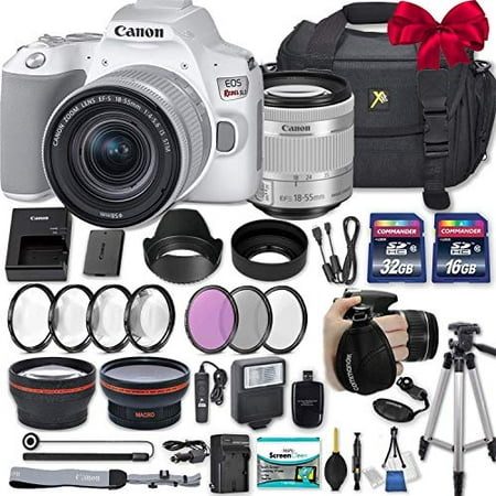 Canon EOS Rebel SL3 DSLR Camera (White) with EF-S 18-55mm f/4-5.6 is STM Lens + 2 Memory Cards + 2 Auxiliary Lenses + HD Filters + 50