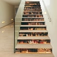 thumbnail image 4 of 3D Retro Bookcase Self Adhesive Stair Stickers Shelf Staircase Stickers Decals for Home Decoration 39.3" x 7" x 13pcs, 4 of 5