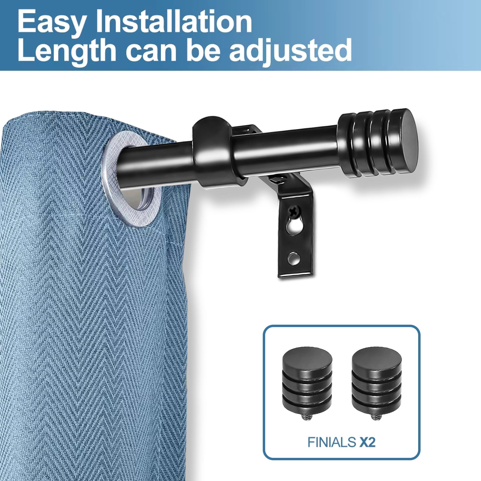 Urbanest Adjustable Spire Curtain 5/8" Rod, 28"-48", Black