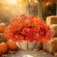 thumbnail image 7 of Artificial Fall Hanging Flower Basket, 1Pc UV Resistant Faux Fall Flowers Planter, 13.7 x 19.5 Inch, with Metal Hanging Chain & Hook for Front Door, Porch, Patio, Balcony Autumn Decor, 7 of 7
