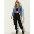 thumbnail image 3 of DARING DIVA Women's Button Down Long Sleeve Cropped Denim Jacket M Light Blue, 3 of 6