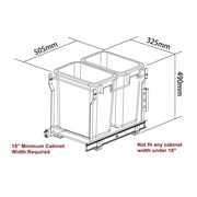 Silverline Double 20 Qt. Kitchen Cabinet Pull-Out White Waste Container Recycle Trash Can