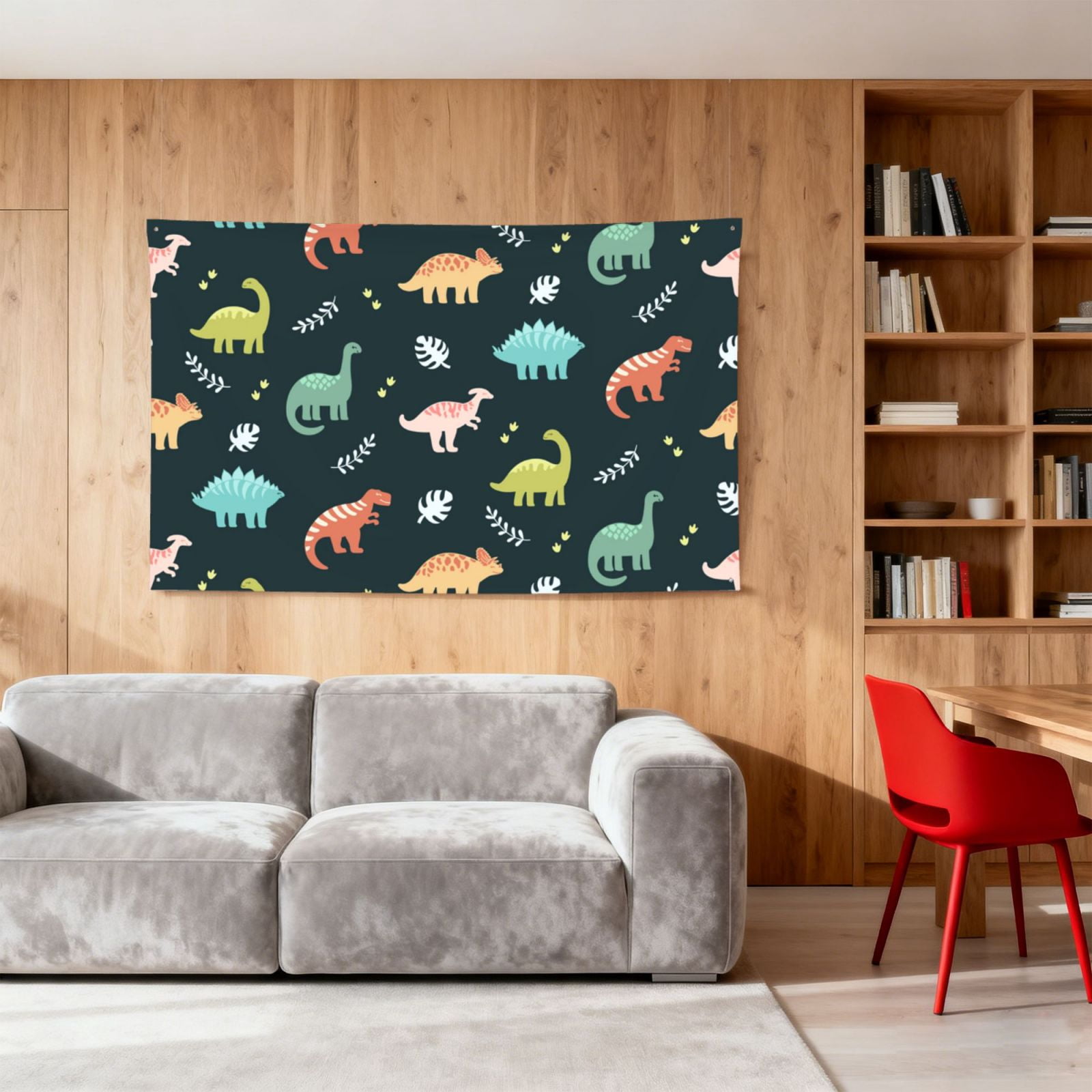 Dinosaurs And Leaves Four Hole Decorated Banner Flag for Garden Yard Home Decoration Indoor Outdoor 4x6 Ft
