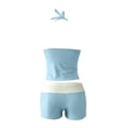 thumbnail image 5 of mgoYE Girls Y2k Vintage 2 Pieces Bikini Set Halter Tankini Top with Shorts Beach Swimsuit Vacation Outfit, 5 of 6