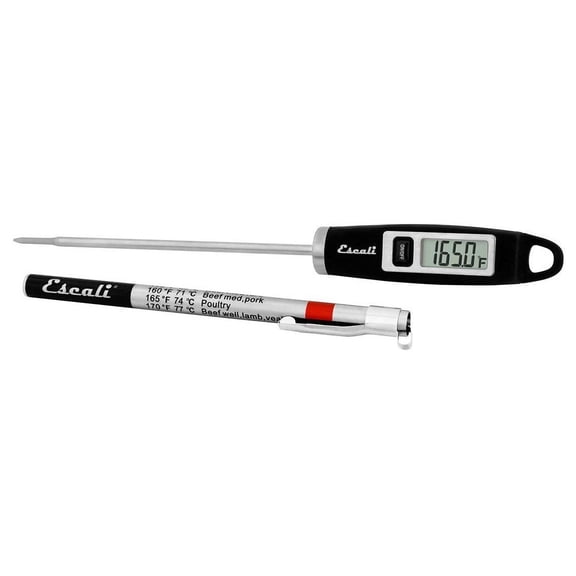 Escali DH1-B Gourmet Digital Stainless Steel Probe Meat Thermometer, Quick Read Measurements, Pocket Sheath w/Cooking Temperatures, -49/392F Degree Range, Black