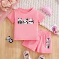 thumbnail image 2 of KPOPLK 2 Piece Toddler Baby Girl Summer Clothing Set 12 18 24 Months 2T 3T 4T 5T Animal Print Outfits Clothes Short Sleeve Crew Neck T Shirt Elastic Waist Shorts(2-3 Years,Pink), 2 of 8