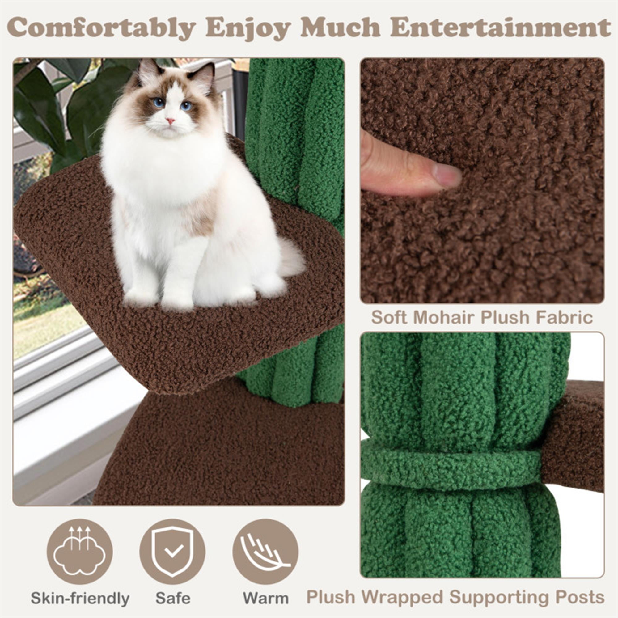 Kadyn 61" Modern Cat Tree Tower for Indoor Cats with Natural Sisal Scratching Posts, Anti-tipping Device, Cat Tree House for Kittens Climb Play, Rest, Green