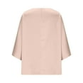 thumbnail image 5 of FRSASU Womens Business Casual Tops Satin Silk Dressy Blouses Round Neck formal Tops Batwing Half Sleeve Shirt Rose Gold M(M), 5 of 6