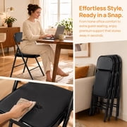 UBesGoo 4 Pack Folding Chairs, Vinyl Cushion Padded Lightweight Foldable Chairs Set of 6, Waterproof Collapsible Chairs for Outdoor Party, Home, Office, Black