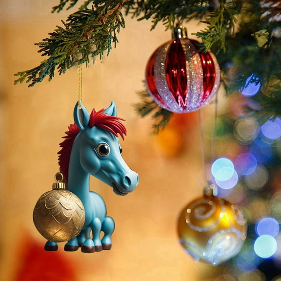 Holloyiver Christmas Ornaments 2023 Horse Merry Christmas Acrylic Hanging Ornaments Pony Girl Kid Pendant Horse Memorial Collectible Gift Tree Decoration