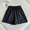 thumbnail image 2 of cfhntfmh Silk Shorts for Women Casual Plaid Elastic Waisted Lounge Shorts Loose Wide Leg Pajama Bottoms Satin Sleepwear, 2 of 5