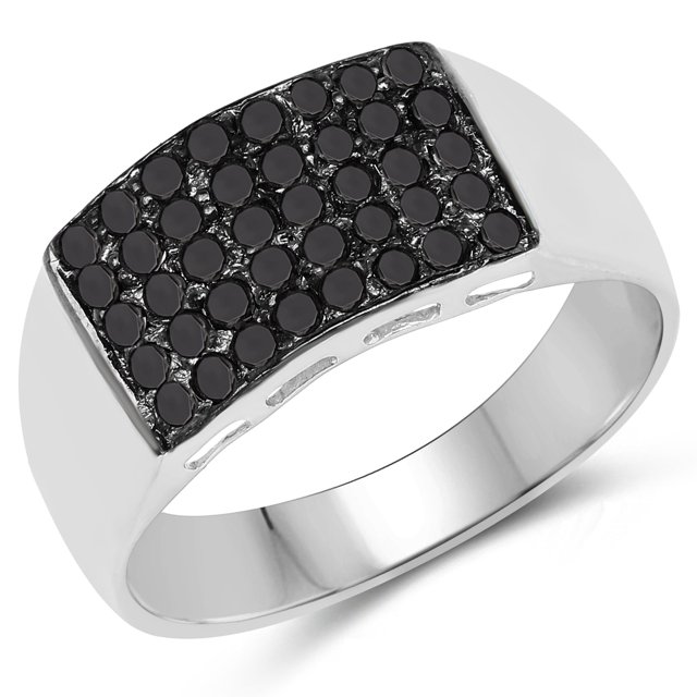 0.43 Carat Genuine Black Diamond .925 Sterling Silver Ring QJ Model