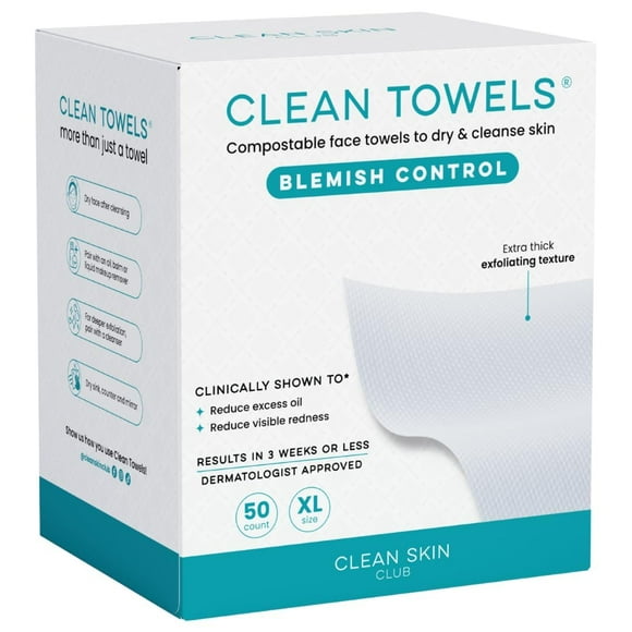 Toallas faciales Clean Skin Club Blemish Control XL, 50 unidades