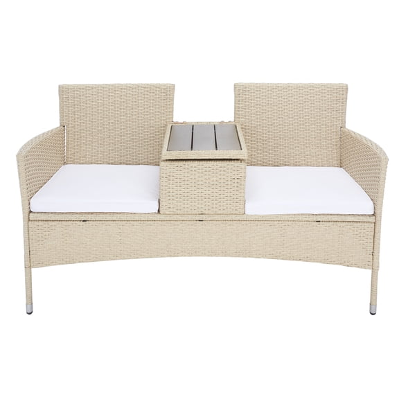 SAFAVIEH Viora Outdoor Patio Loveseat, Beige/White
