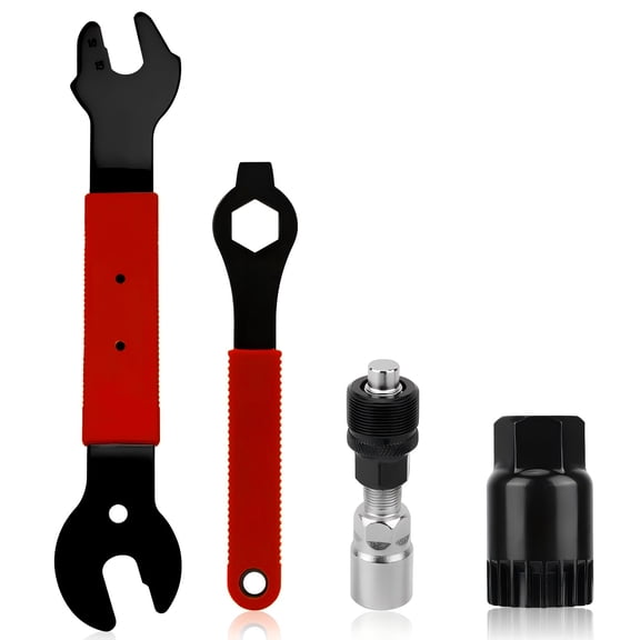 4Piece Bicycle Tool Set Crank Extractor, Pedal Wrench, Bottom Bracket Remover & Spanner Wrench