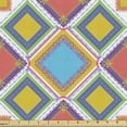thumbnail image 1 of Abstract Fabric by the Yard, Murky Checkered Geometric Neon Toned Diamond Shapes with Swirls Grunge Art Deco, Decorative Upholstery Fabric for Sofas and Home Accents, Multicolor by Ambesonne, 1 of 5