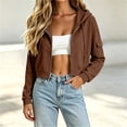 thumbnail image 2 of Bovxnpu Womens Zip Up Hoodies Oversized Sweatshirts Hooded Drawstring Long Sleeve Sweatshirt Zipper Pocket Casual Coat Fall Outfits, 2 of 9