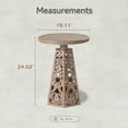 thumbnail image 2 of COZAYH Rustic Farmhouse Wooden End Table, Distressed Round Accent Table with Intricate Carved Floral Patterns, Boho, for Living Room, Bedroom, or Entryway, Distressed Wood Color, 2 of 5