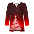 thumbnail image 5 of Puntoco Blusa informal de cuello redondo con mangas 3/4 cortas y estampado a la moda para mujer, 5 of 5