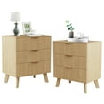 thumbnail image 3 of YOCWO 3 Drawer Fluted Nightstand, Wood Fluted Bedside Table for Bedroom, Beige, 3 of 5