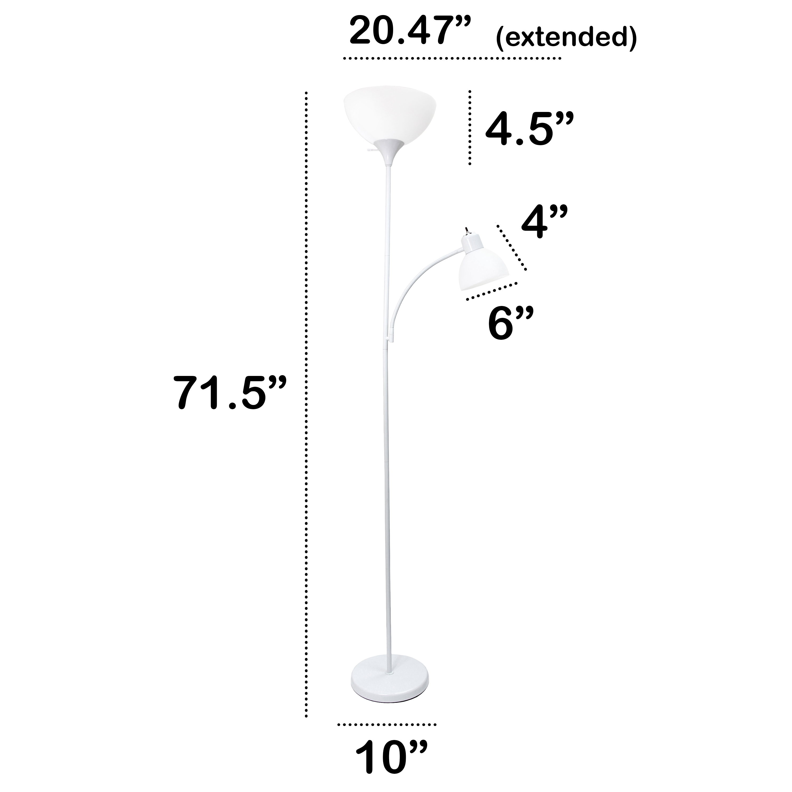 Creekwood Home 71.5" 2 Light Mother Daughter Metal Floor Lamp with LED Bulbs, White