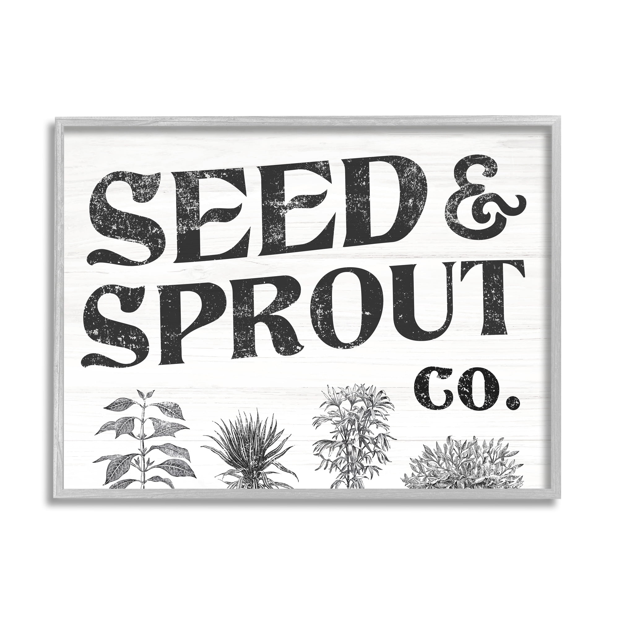 Stupell Industries Seed & Sprout Antique Botanicals Gardening Typography Graphic Art Gray Framed Art Print Wall Art, Design by Daphne Polselli