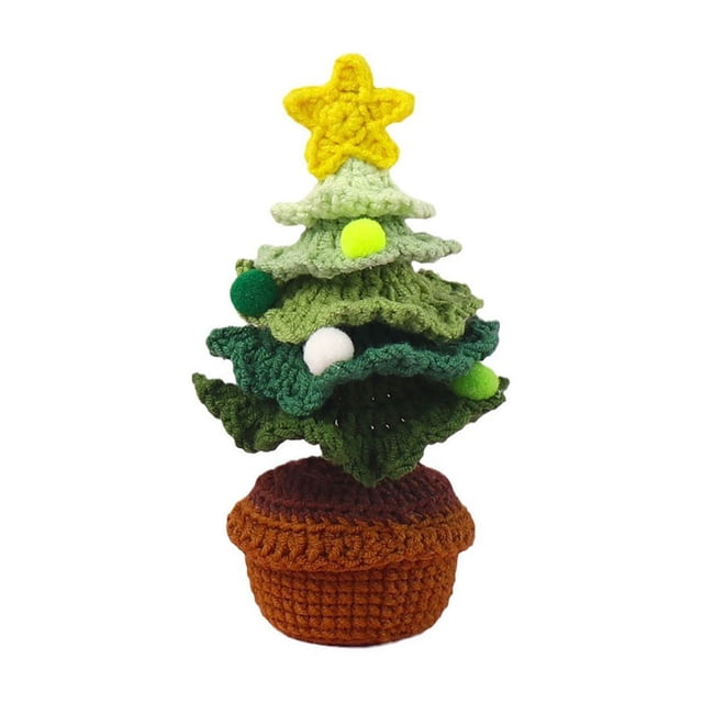 Árbol de Navidad Simulado Ganfancp Tejido a Mano Mini Decoración de Punto con Bolas y Colorido
