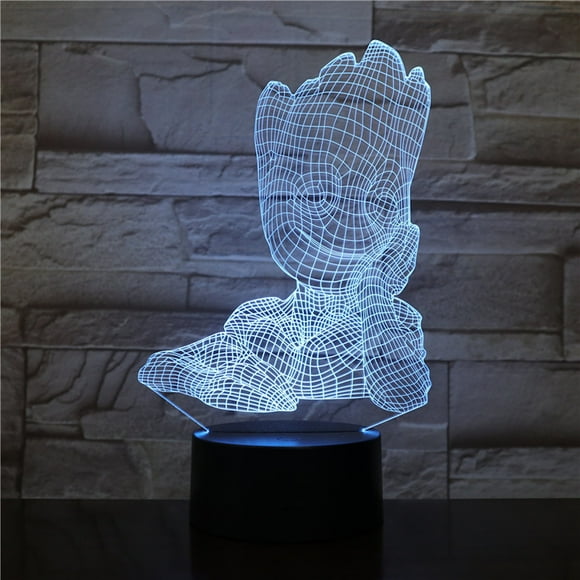 Lámpara decorativa de anime Night Light Baby Groot Guardians 3D Illusion