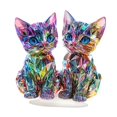thumbnail image 2 of 2D acrílico colorido decoración de gatos decoración de mesa con base decoración del hogar creación decorativa para sala de estar regalos para el, 2 of 8