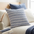 thumbnail image 2 of LR Home Ariya Indigo/White Chevron Cotton Adult Decorative Throw Pillow Cover, 2 of 7