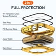 thumbnail image 3 of 2 Pack 2 in 1 Waterproof Case for Apple Watch Series SE SE2 6 5 4 44mm, Straight Edge PC Front & Back Bumper with Tempered Glass Screen Protector 360 Protective Cover for iWatch 44mm, Gold/Gold, 3 of 7