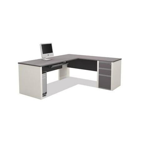 Bestar Connexion L-shaped workstation kit in Slate & Sandstone BER9388059