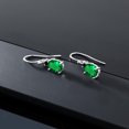 thumbnail image 5 of Gem Stone King 10K White Gold Green Nano Emerald and Black Diamond Earrings for Women (2.13 Cttw, Gemstone Birthstone, Oval 8x6mm, Dangle Earrings), 5 of 5