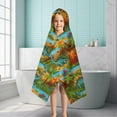 thumbnail image 6 of Colorful Dinosaurs River Volcanoes Pattern Hooded Bath Towel，50"x30" for Ages 3 To 12 Kids, Quick Dry Lightweight Soft Microfiber Hood Beach Towel Cover Up for Kids, 6 of 7