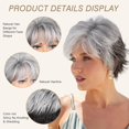 Short Grey Layered Pixie Cut Wig With Bnags For Women Over 50 Short