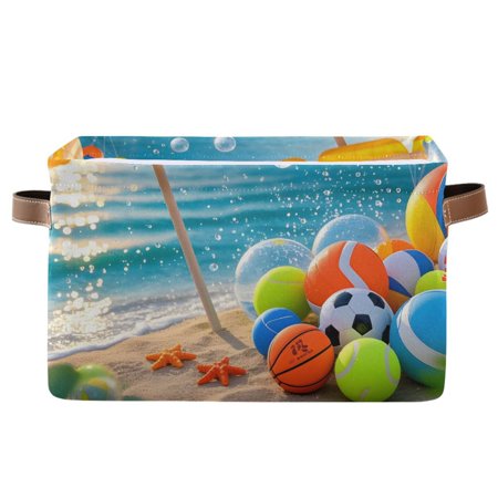 Dailycode Storage Bins with Handle Fabric Organizer Basket Foldable Box 1 Pack Sports Ball Umbrella Starfish 14.2x10.2x8.3