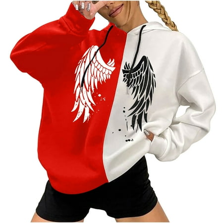 

Womens Drawstring Hoodie Y2k Aesthetic Color Block Print Plus Size Sweatshirts Comfy Jacket Teen Girls Cute Oversize Basic Hoodies