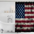 thumbnail image 2 of Shower Curtain Bathroom Set Vintage American Flag Waterproof Fabric Shower Curtains with Grommets&Hooks, Shabby Red White Blue Stripe Star Privacy Bath Curtain for Bathtub 48x72in, 2 of 9