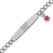 7.5" Stnls Medl Id Engrv Charm Bracelet