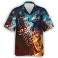 thumbnail image 2 of Camisa hawaiana con estampado de instrumentos musicales para hombre, camisas hawaianas con estampado 3D de flores coloridas, blusas casuales de verano de manga corta con solapa, 2 of 5