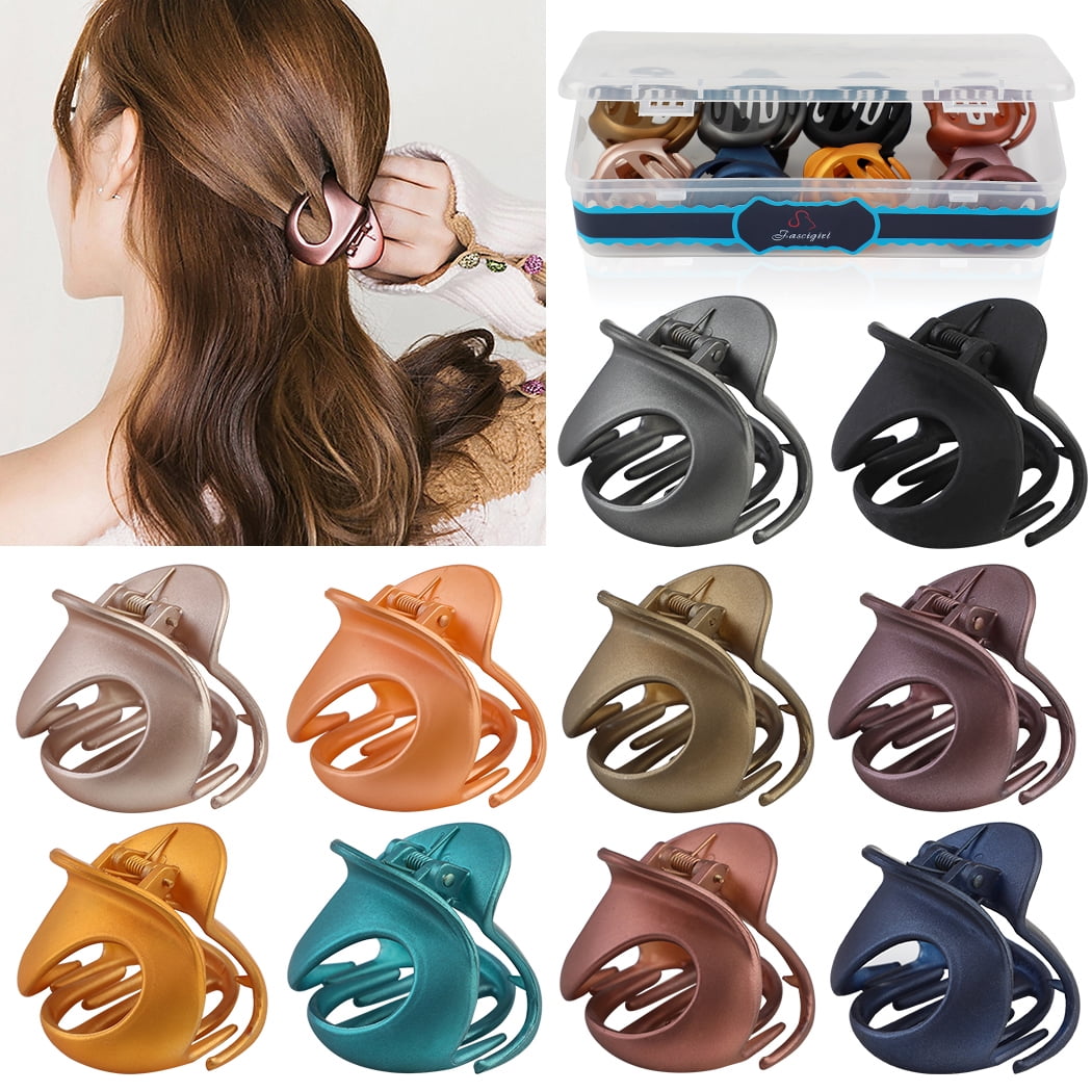 Women Frosted Rabbit Ear Acrylic Hairpin Hair Claw Clip Medium Barrette Headwear 