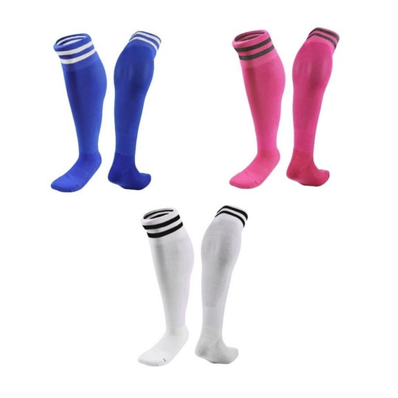 Lian LifeStyle 3 Pairs Knee High Sports Socks for Soccer, Softball, Baseball, Soccer, and Many Other Sports XL002 Size XS Blue,Rose,White
