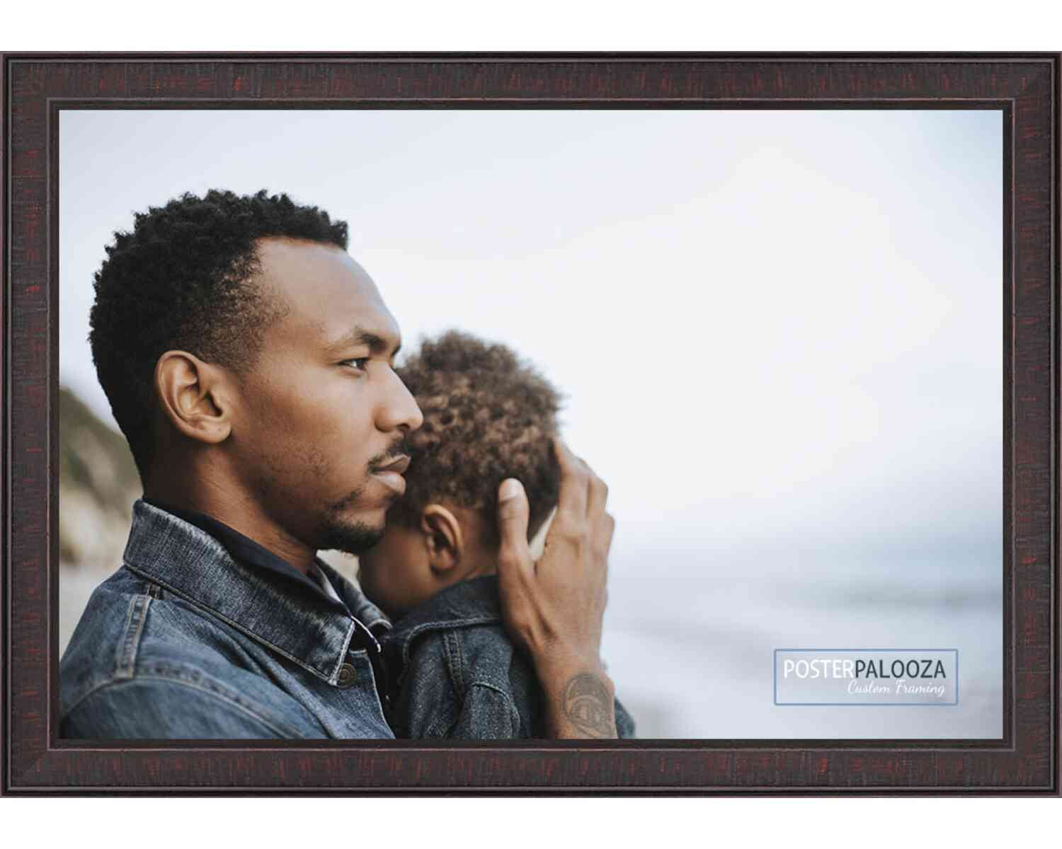 18x24 Textured Brown Picture Frame - UV Acrylic, Foam Board Backing, Hanging Hardware