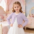 thumbnail image 6 of SGFCWSX Girls Bolero Cardigan Cropped Shrug One Button Ruffle Trim Long Sleeve Party Sweater for Kids Purple Size 18M, 6 of 9