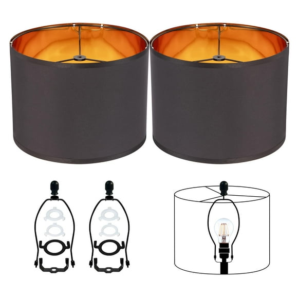 Lamp Shade JNIBOAO, batería negra, 2 unidades, color dorado mediano, 30 x 23 cm