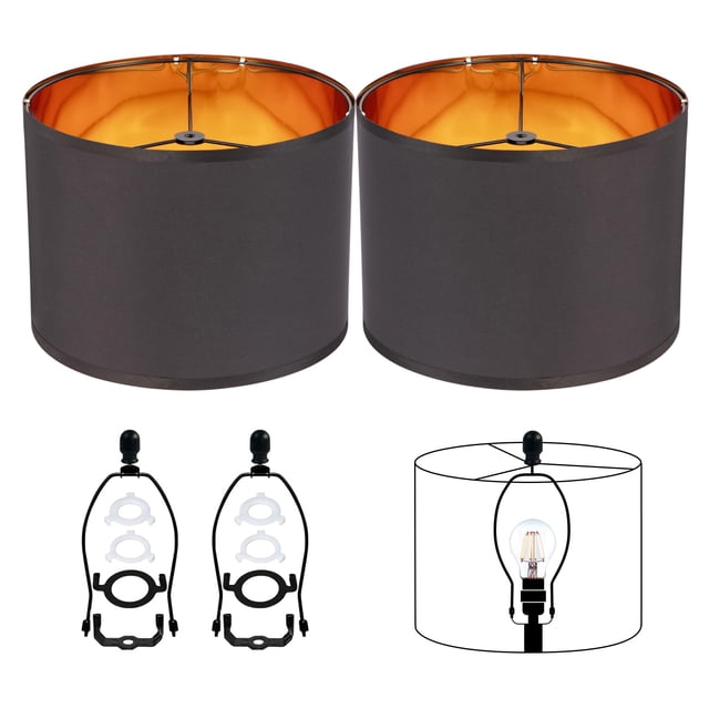 Lamp Shade JNIBOAO, batería negra, 2 unidades, color dorado mediano, 30 x 23 cm