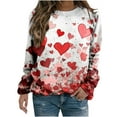 thumbnail image 2 of Viikei Blouses for Women Dressy,Women's Fall and Winter Valentine's Day Print Casual Long Sleeved Round Neck Hooded Sweatshirt Tops Blouse Red XXXXL, 2 of 5